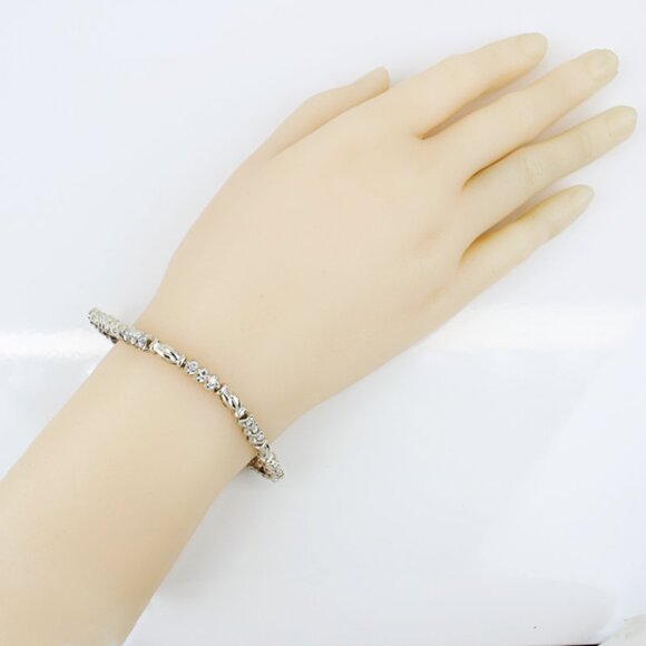 14K White Gold Diamond Tennis Bracelet 7" Classic Wedding Anniversary Jewelry - Picture 4 of 4